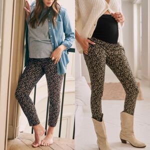 Sezane Clara Leopard Jacquard Metallic Pants Trousers Maternity Size 36 US 4